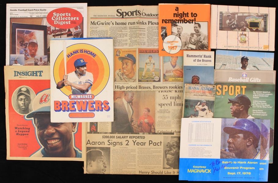 1950s-90s  Hank Aaron Milwaukee / Atlanta / Braves / Brewers Memorabilia Collection - Lot of 16 (JSA)