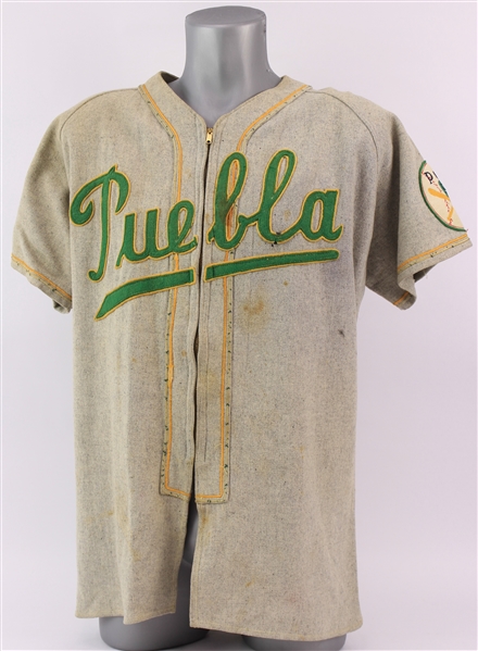 1950s Puebla Parakeets #8 Mexican League Game Worn Road Jersey (MEARS LOA)