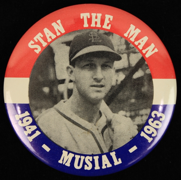 1941-1963 Stan The Man Musial St. Louis Cardinals 3.5" Pinback Button