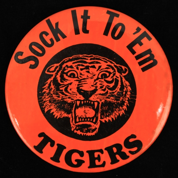 1968 Detroit Tigers Sock It To Em 3.5" Pinback Button