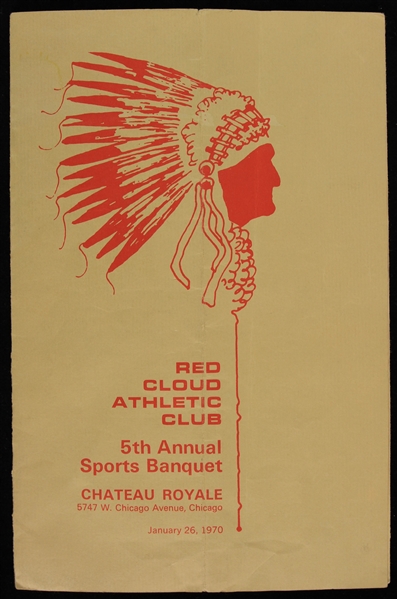 1970 Red Cloud Athletic Club Multi Signed Banquet Program w/ 7 Signatures Including Brian Piccolo, Bobby Hull, Bill George & More (JSA)