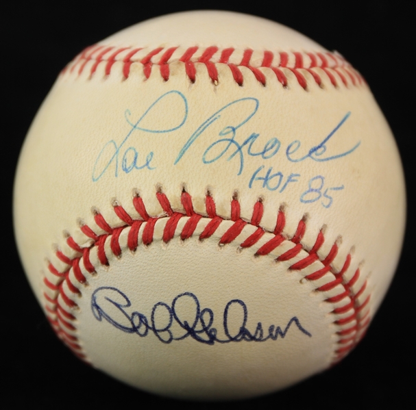 1993-94 Lou Brock Bob Gibson Fergie Jenkins Signed ONL White Baseball (JSA)