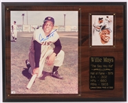 1990s Willie Mays San Francisco Giants Signed 12" x 15" Photo Display (JSA)