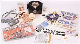 2000s San Francisco Giants Memorabilia Collection - Lot of 15 w/ 2002 World Series Program Scored All 7 Games by US Senator Bob Smith & More 