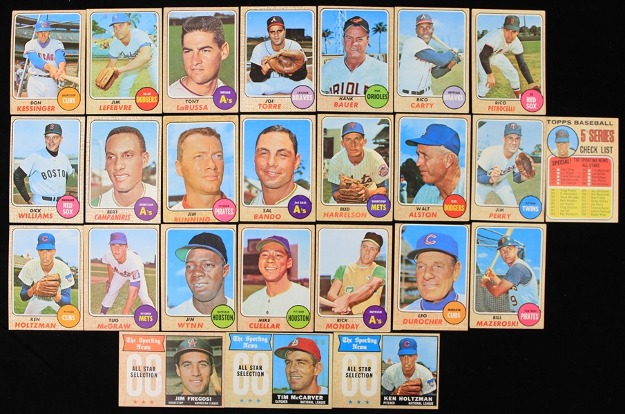 1968 Topps Baseball Trading Cards - Lot of 2,000+ w/ Walt Alston, Leo Durocher, Joe Torre & More