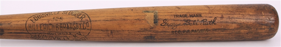 1923-25 George "Babe" Ruth H&B Louisville Slugger Pro Stock Bat w/ Side writing & Return Label Remnants (MEARS LOA & PSA/DNA) 