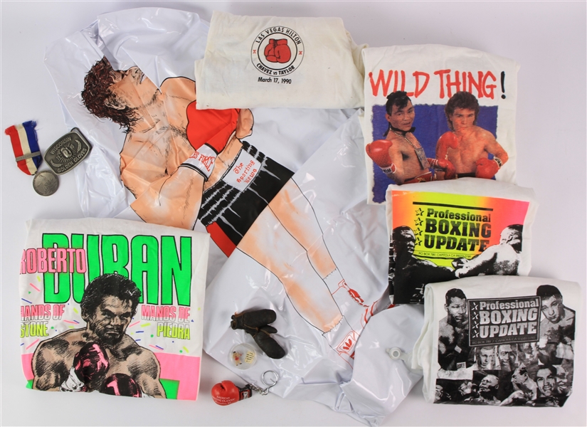 1910s-90s Boxing Memorabilia Collection - Lot of 11 w/ Roberto Duran, Julio Cesar Chavez, Meldrick Taylor & More