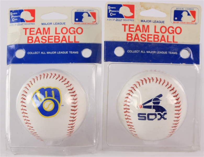 1988 Milwaukee Brewers & Chicago White Sox MOC Sports Products Corp Team Logo Baseballs - Lot of 2