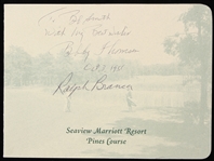 1990s Bobby Thomson Ralph Branca Signed Seaview Marriott Resort Pines Course Scorecard (JSA/Senator Bob Smith Letter)