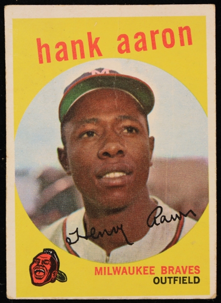 1959 Hank Aaron Milwaukee Braves Topps Baseball Trading Card