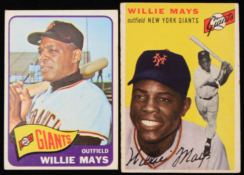 1954-65 Willie Mays NY/SF Giants Topps Baseball Trading Cards - Lot of 2