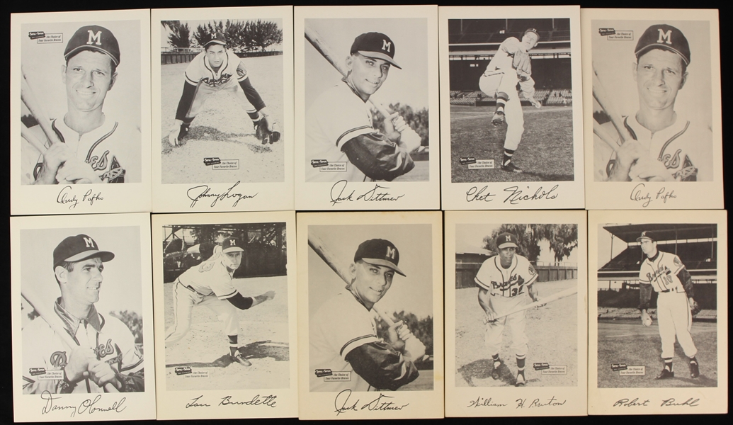 1953-57 Milwaukee Braves 7" x 10" Spic N Span Player Photos - Lot of 10 w/ Johnny Logan, Lou Burdette, Billy Bruton & More
