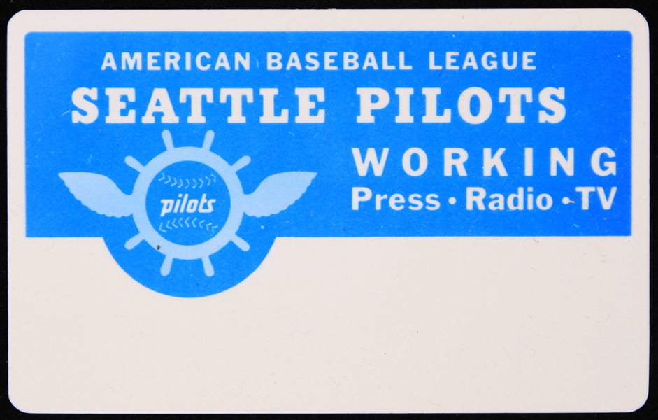1969 Seattle Pilots Working Press Radio TV Pass Card
