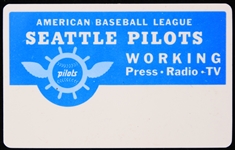 1969 Seattle Pilots Working Press Radio TV Pass Card