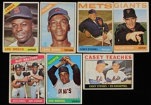 1964-66 Topps Baseball Trading Cards - Lot of 7 w/ Ernie Banks, Casey Stengel, Gaylord Perry & More