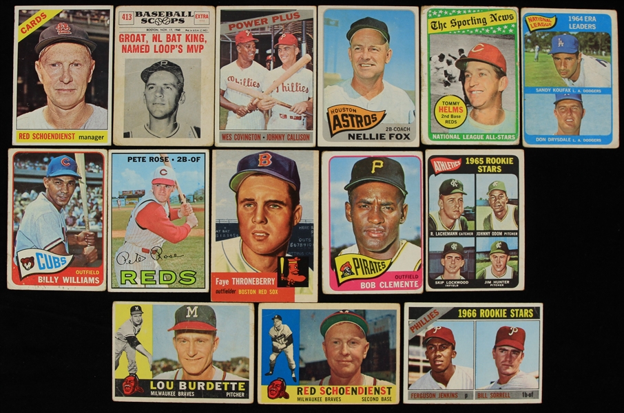 1953-69 Baseball Trading Card Collection - Lot of 14 w/ Catfish Hunter Rookie, Fergie Jenkins Rookie, Roberto Clemente & More