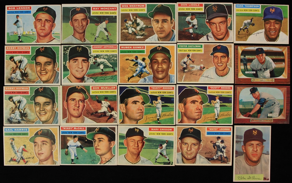 1953-57 New York Giants Baseball Trading Cards - Lot of 37 w/ Monte Irvin, Al Dark, Johnny Antonelli & More