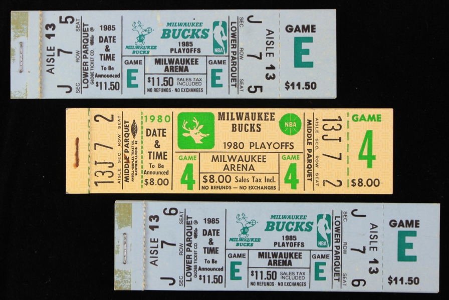 1980-85 Milwaukee Bucks Playoff Ticket Books - Lot of 3