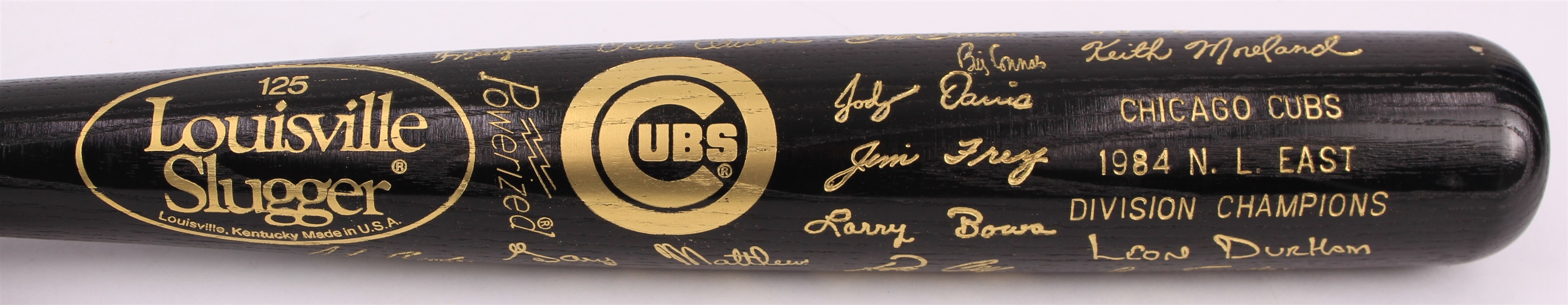 1984 Chicago Cubs NL East Champions Louisville Slugger Commemorative Black Bat (MEARS LOA)