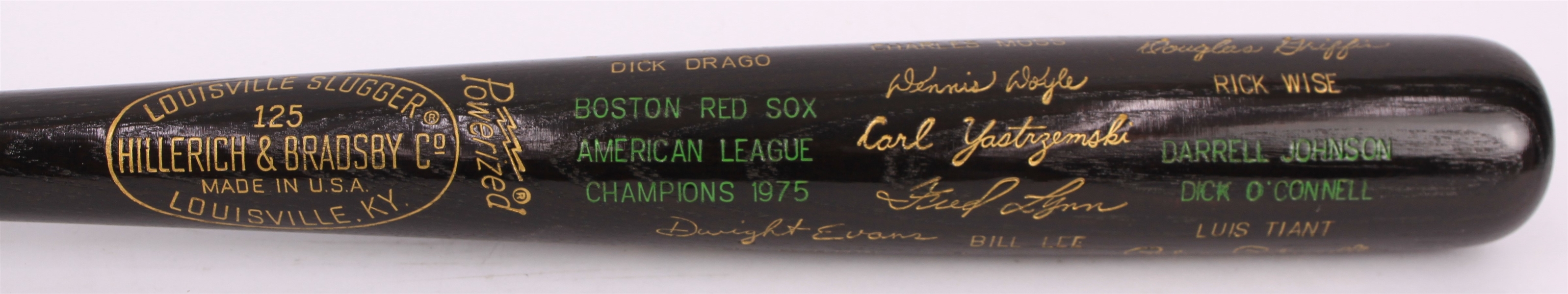 1975 Boston Red Sox American League Champions H&B Louisville Slugger Commemorative Black Bat (MEARS LOA)