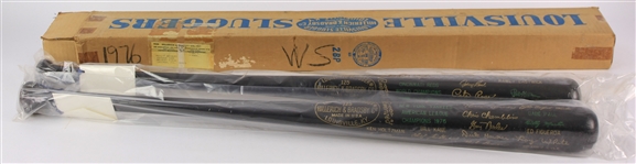 1976 Cincinnati Reds New York Yankees World / American League Champion H&B Louisville Slugger Commemorative Black Bats - Lot of 2 (MEARS LOA)