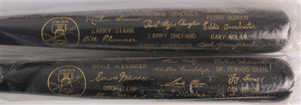1976 Cincinnati Reds New York Yankees World / American League Champion H&B Louisville Slugger Commemorative Black Bats - Lot of 2 (MEARS LOA)