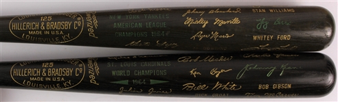 1964 St. Louis Cardinals New York Yankees World / American League Champion H&B Louisville Slugger Commemorative Black Bats - Lot of 2 (MEARS LOA)