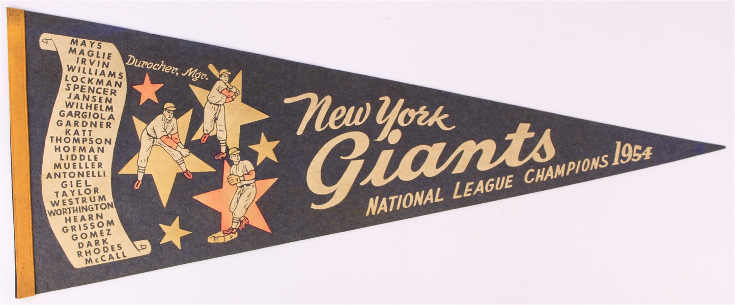 1954 New York Giants National League Champions 29" Full Size Pennant 
