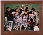 1983 World Series Champion Baltimore Orioles Multi Signed 20" x 24" Framed Photo w/ 19 Signatures Including Cal Ripken Jr., Jim Palmer, Rick Dempsey & More (PSA/DNA)