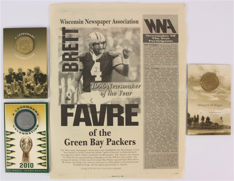 1996-2013 Green Bay Packers Memorabilia - Lot of 4 w/ Hall of Fame Induction Coins & More