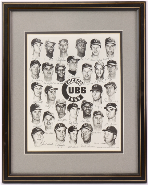 1969 Chicago Cubs 12" x 15" Framed Team Headshot Photo