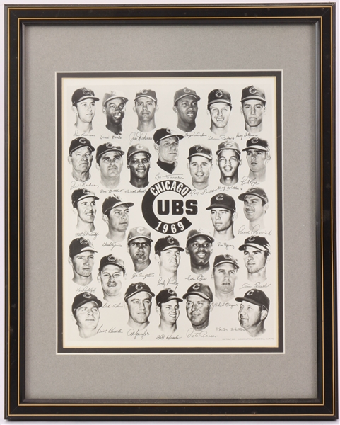 1969 Chicago Cubs 12" x 15" Framed Team Headshot Photo