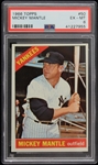 1966 Mickey Mantle New York Yankees Topps #50 Baseball Trading Card (PSA Slabbed EX-MT 6)