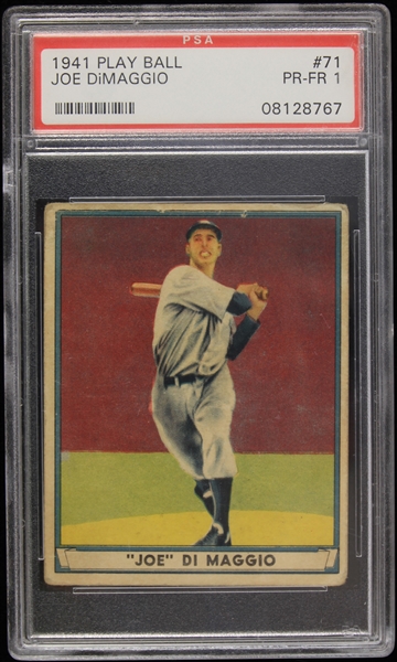 1941 Joe DiMaggio New York Yankees Play Ball #71 Baseball Trading Card (PSA Slabbed PR-FR 1)