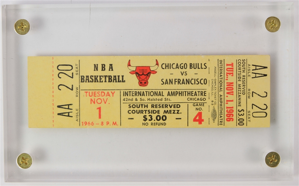 1966 Chicago Bulls vs San Francisco Warriors Chicago International Amphitheatre Ticket