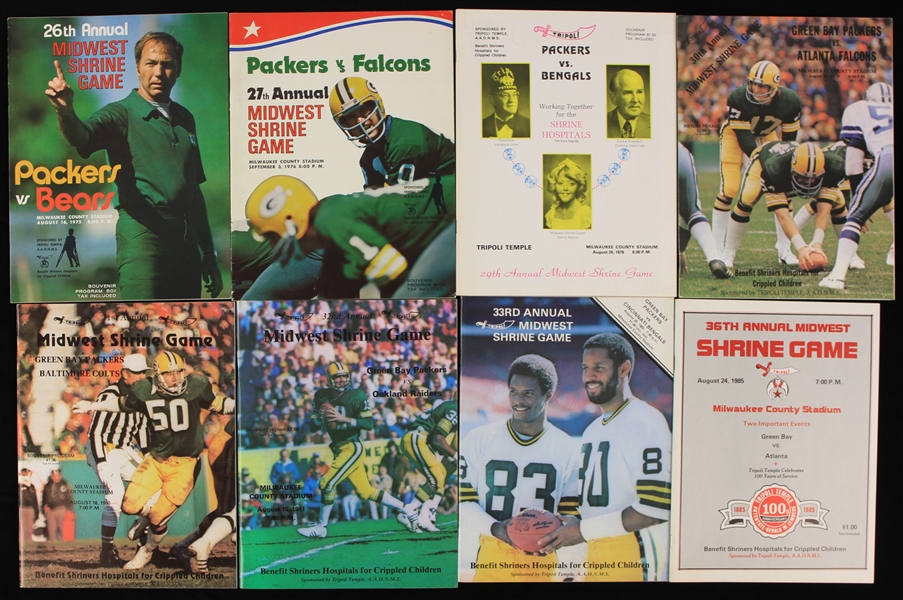 1975-93 Green Bay Packers Midwest Shrine Game Program Collection - Lot of 13