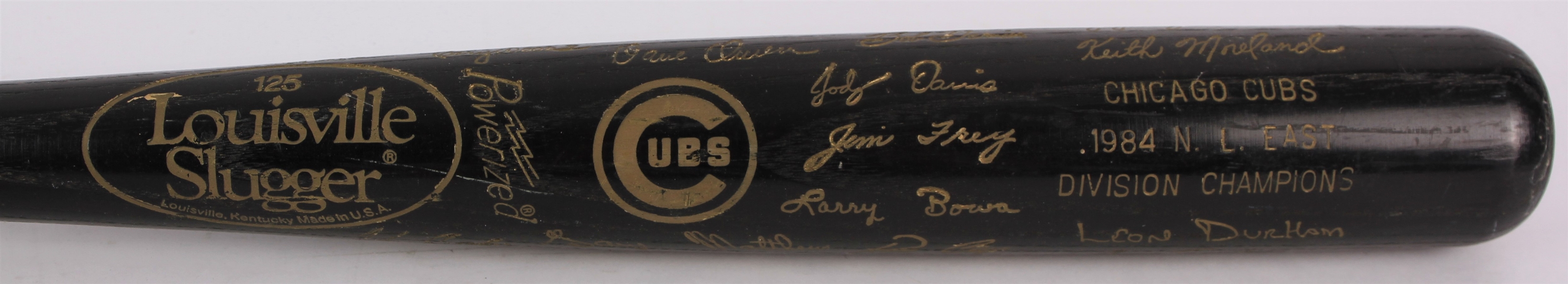 1984 Chicago Cubs NL East Champions Louisville Slugger Commemorative Black Bat (MEARS LOA)