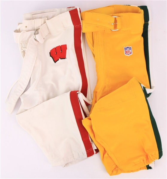 2000s Green Bay Packers & Wisconsin Badgers Game Worn Football Uniform Pants - Lot of 2 w/ Kevin Zeitler (MEARS LOA)