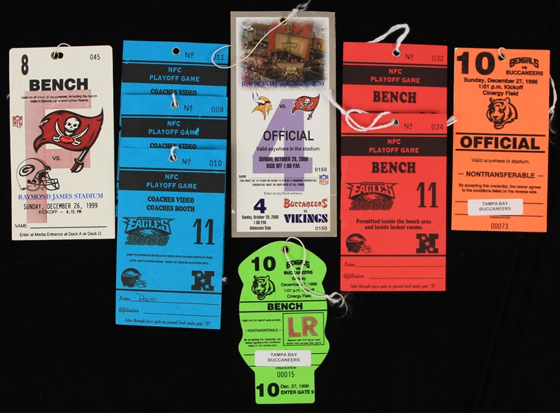 1998-2000 Philadelphia Eagles Tampa Bay Buccaneers Credential Collection - Lot of 9