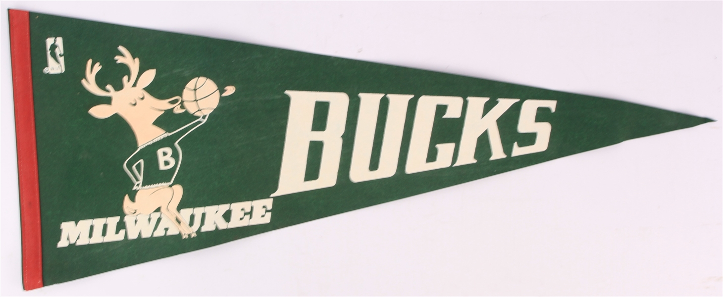 1970s-2020s Milwaukee Bucks Trading Cards & Full Size 30" Pennant - Lot of 8