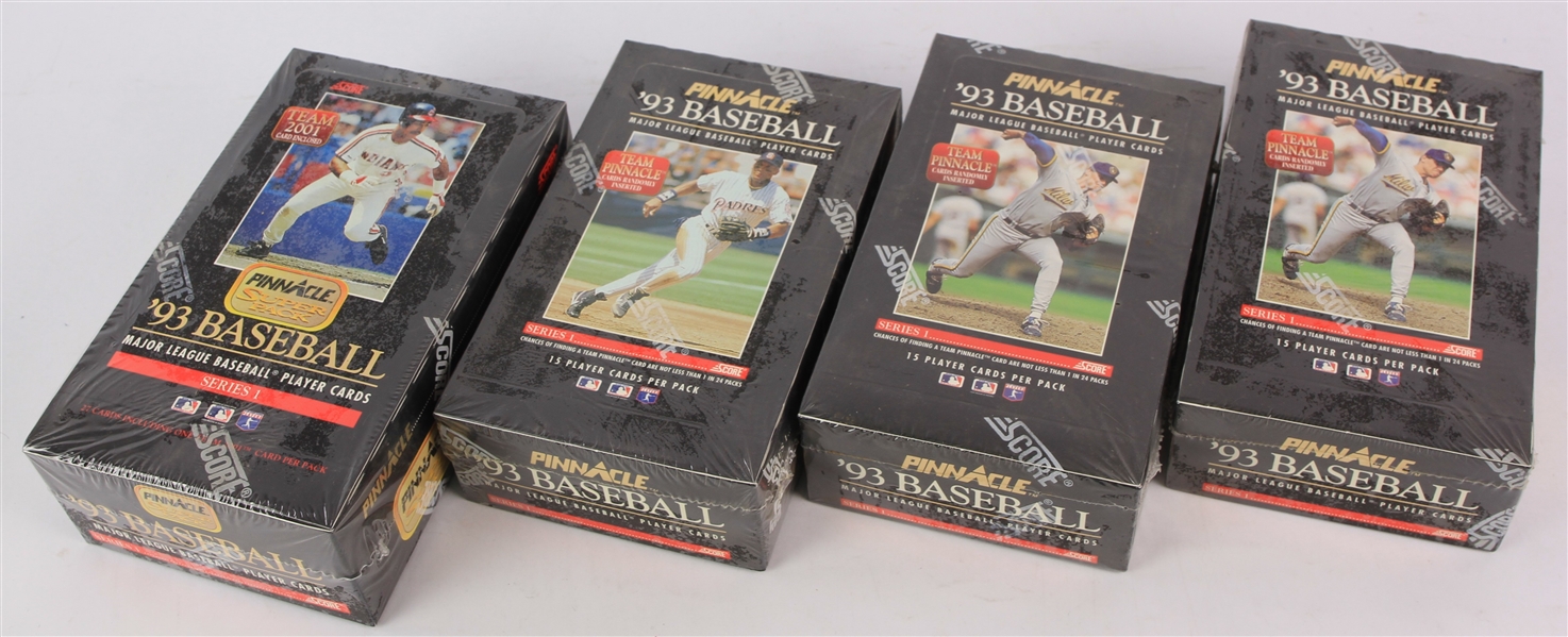 1993 Score Pinnacle Series 1 Baseball Trading Cards Unopened Hobby Boxes - Lot of 4