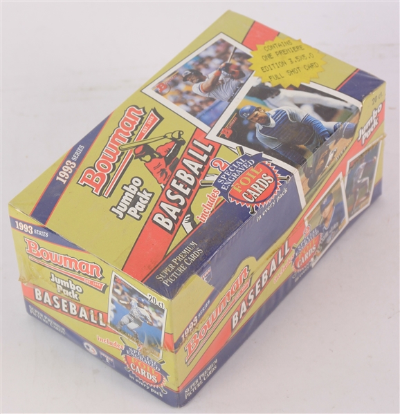 1993 Bowman Baseball Trading Cards Unopened Jumbo Box w/ 20 Packs (Possible Derek Jeter Rookie)