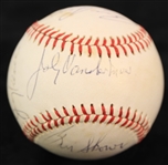 1980s Old Time Stars Multi Signed Baseball w/ 8 Signatures Including Johnny Vander Meer, Bobby Thomson, Billy Pierce & More (JSA)
