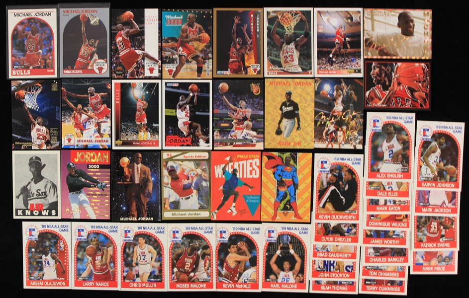 1989-93 Michael Jordan Chicago Bulls & NBA Hoops All Stars Basketball Trading Card Collection - Lot of 45