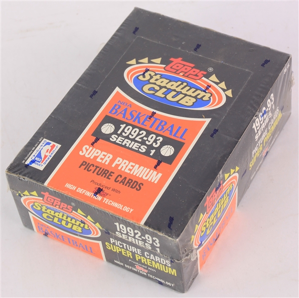 1992-93 Topps Stadium Club Series 1 Basketball Trading Cards Unopened Hobby Box w/ 36 Packs