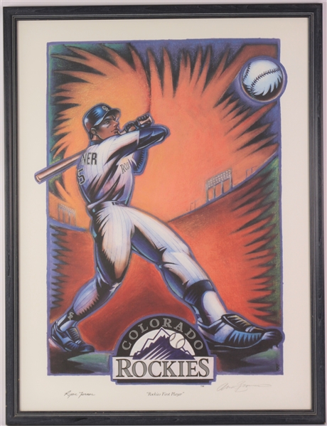 1993 Colorado Rockies First Player 26" x 34" Framed Artist Signed Lithograph