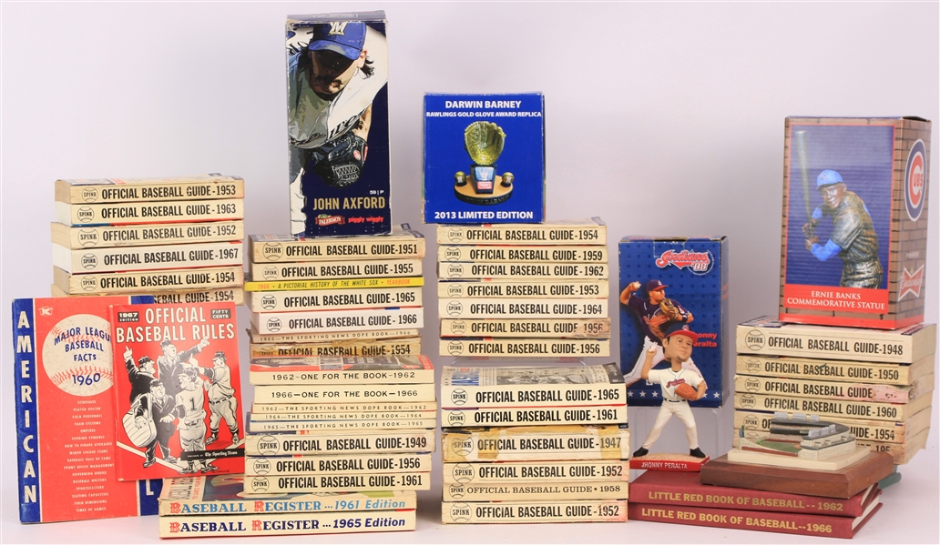 1930s-2000s Baseball Publication Collection - Lot of 125 w/ Spink Official Baseball Guides, Press Guides, Dope Books & More