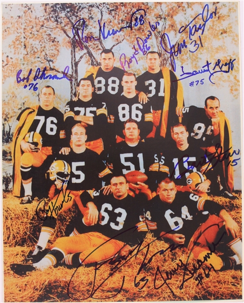 1960s Green Bay Packers Multi Signed 11" x 14" Haystack Photo w/ 9 Signatures Including Bart Starr, Jim Taylor, Paul Hornung & More (JSA)