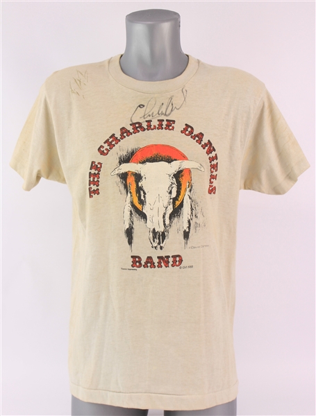 1988 Charlie Daniels Dual Signed Band T-Shirt (JSA)