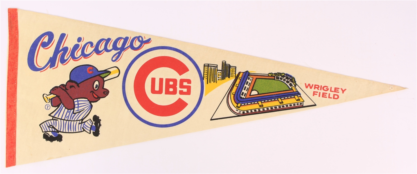 1960s Chicago Cubs Wrigley Field 30" Full Size Pennant